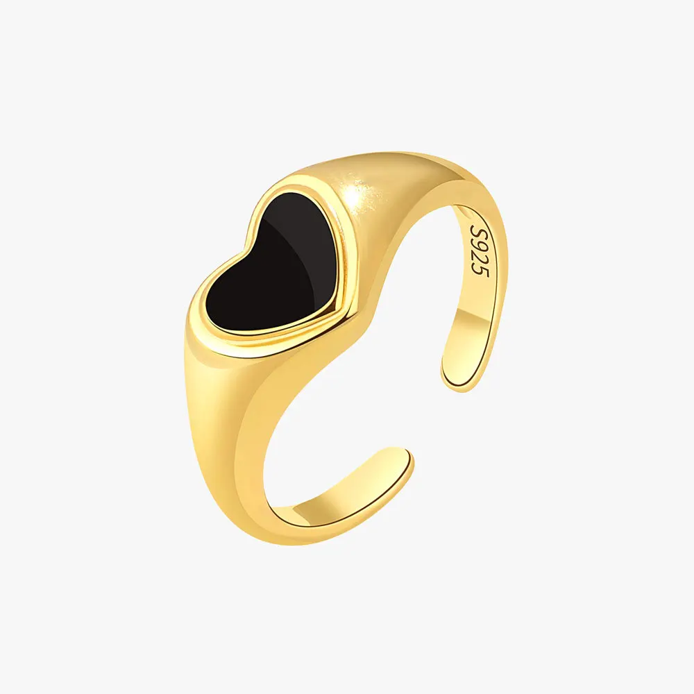 

Fashion Ring 2022 Eternal Black Epoxy Love Ring Ins Sweet Cool Simple Cold Wind Peach Heart Open Couple Ring For Girlfriend