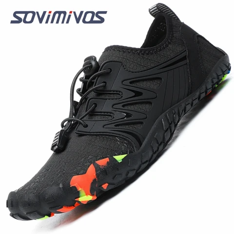 Мужские черные туфли с широким носком босиком, женские спортивные кроссовки, водные ботинки унисекс, мужские пляжные ботинки цвета морской волны, легкая дышащая подошва