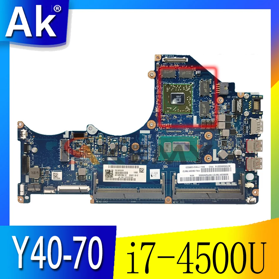 

Akemy ZIVY1 LA-B131P For lenovo Y40-70 laptop motherboard SR16Z i7-4500U AMD Radeon R9 M275 graphics