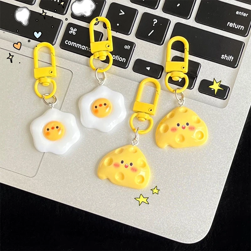 Милое яйцо-пашот кулон с сыром забавный брелок кавайный мультфильм имитация еды