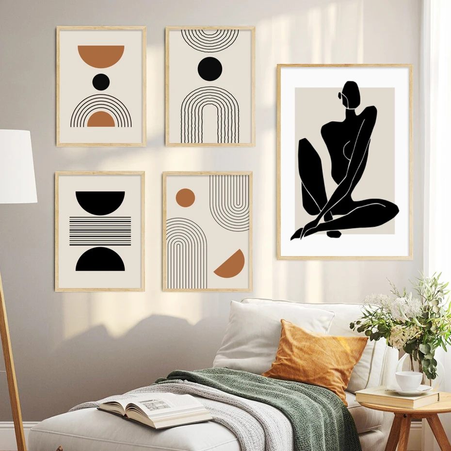 Boho Matisse Poster Beige Black Abstract Line Art Canvas Paintings Wall Print Pictures Bedroom Living Room Interior Home Decor 1