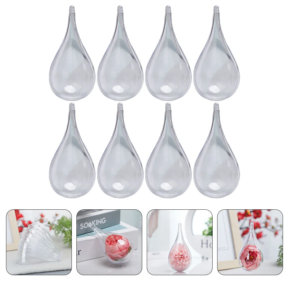 

8 Pcs Lob Hollow Drop Ball Christmas Decor Clear Fillable Baubles Plastic Decorative