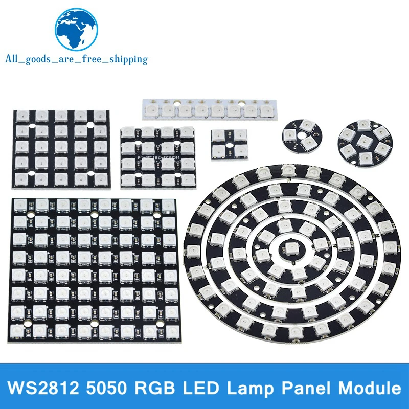 Модуль светодиодной панели WS2812 WS2812B WS 2811, 4, 8, 12, 16 каналов, 5 В, 1 бит, 4 бит, 8 бит, 12 бит, 16 бит, 24 бит