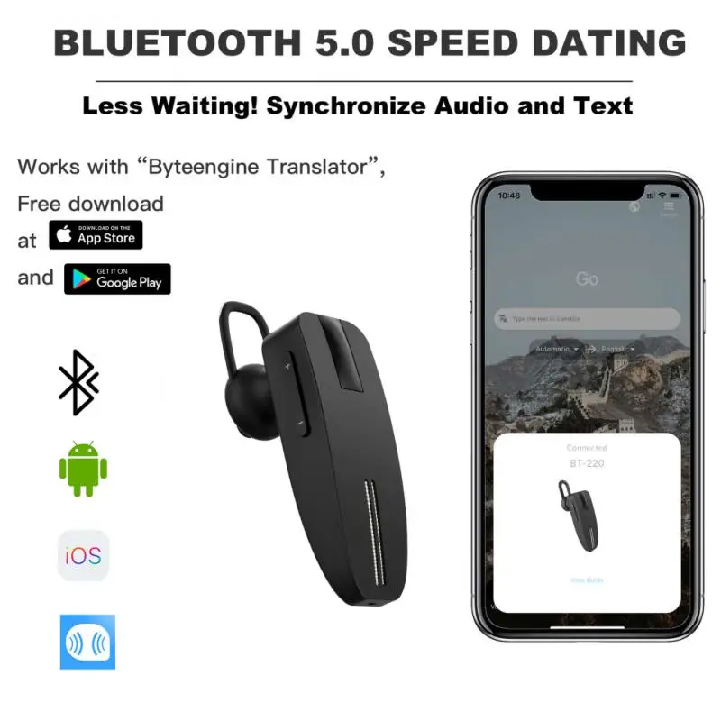 

50 Languages Translator Headset 5.0 Smart Translation Earphones Mini Wireless Business Earbuds
