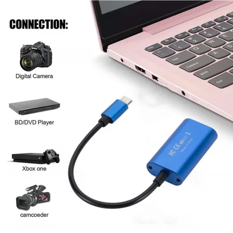 Карта видеозахвата BGGQGG Type-C, HDMI-совместима с USB 1080P HD, запись игр для PS4, переключатель, Фотокамера