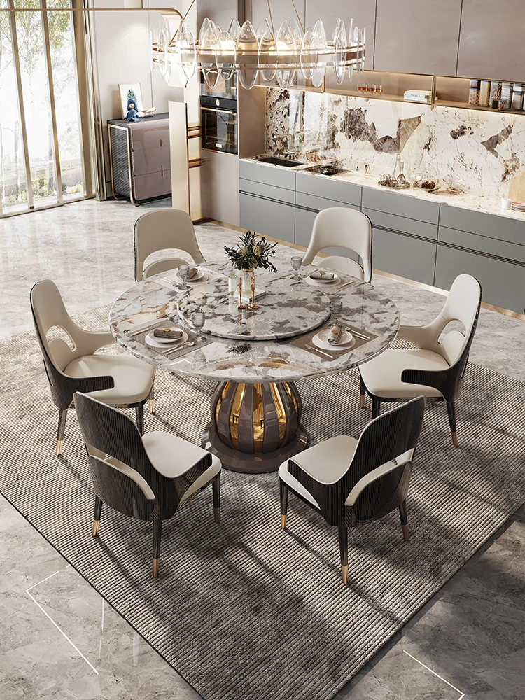 

Роскошный обеденный стол и стул, простой круглый обеденный стол из нержавеющей стали, обеденный стол из натурального мрамора