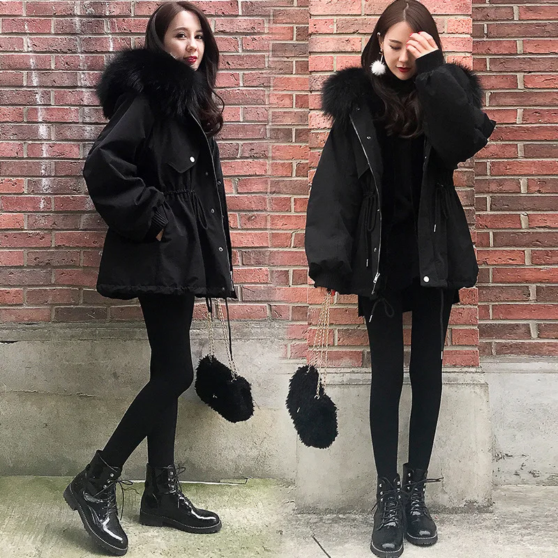Fashion Women's Cotton Coat, New Winter Clothes, Thick Hooded With Fur Collar, Medium And Long Section, Thin And Warm, All-match