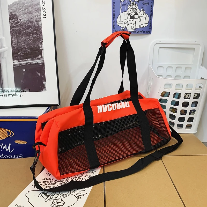 

2022 New Summer Fashion Shopper Net Surface Travel Bags for Women Large Capacity Men Sports Waterproof Voyage Nylon Shoulder Bag