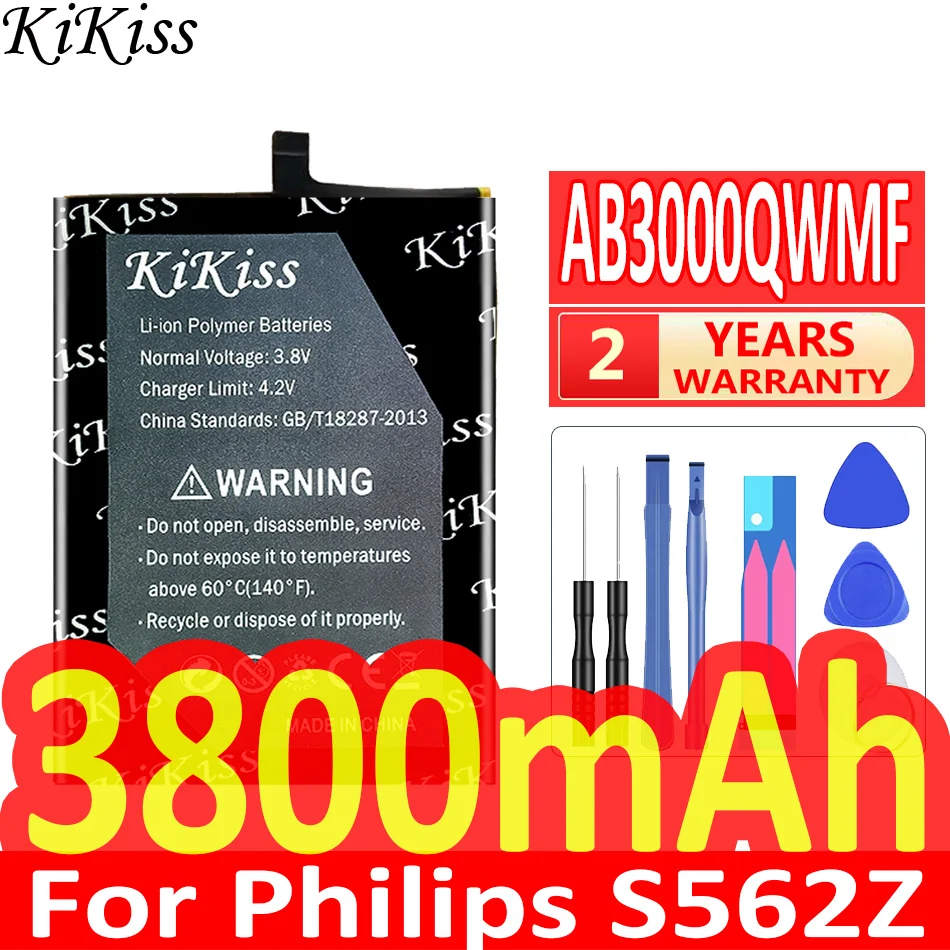 Мощная батарея 3800 мАч KiKiss AB3000QWMF для Philips S562Z мобильный телефон