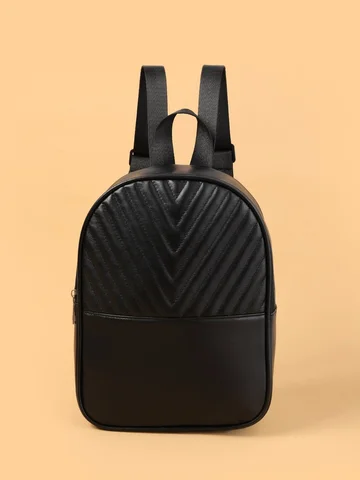 Женский рюкзак из искусственной кожи на молнии, черный, 28*9*22 см