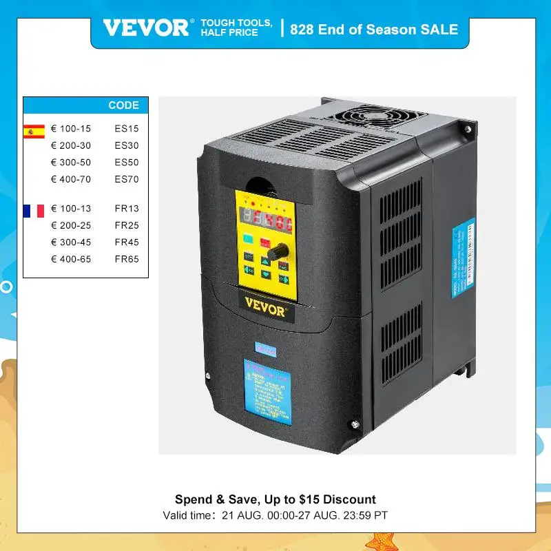 VEVOR 2.2/3/4/7.5KW VFD преобразователь частоты 110V/220V 1/3P вход 3P выход переменной частоты привода CNC двигатель инвертор конвертер