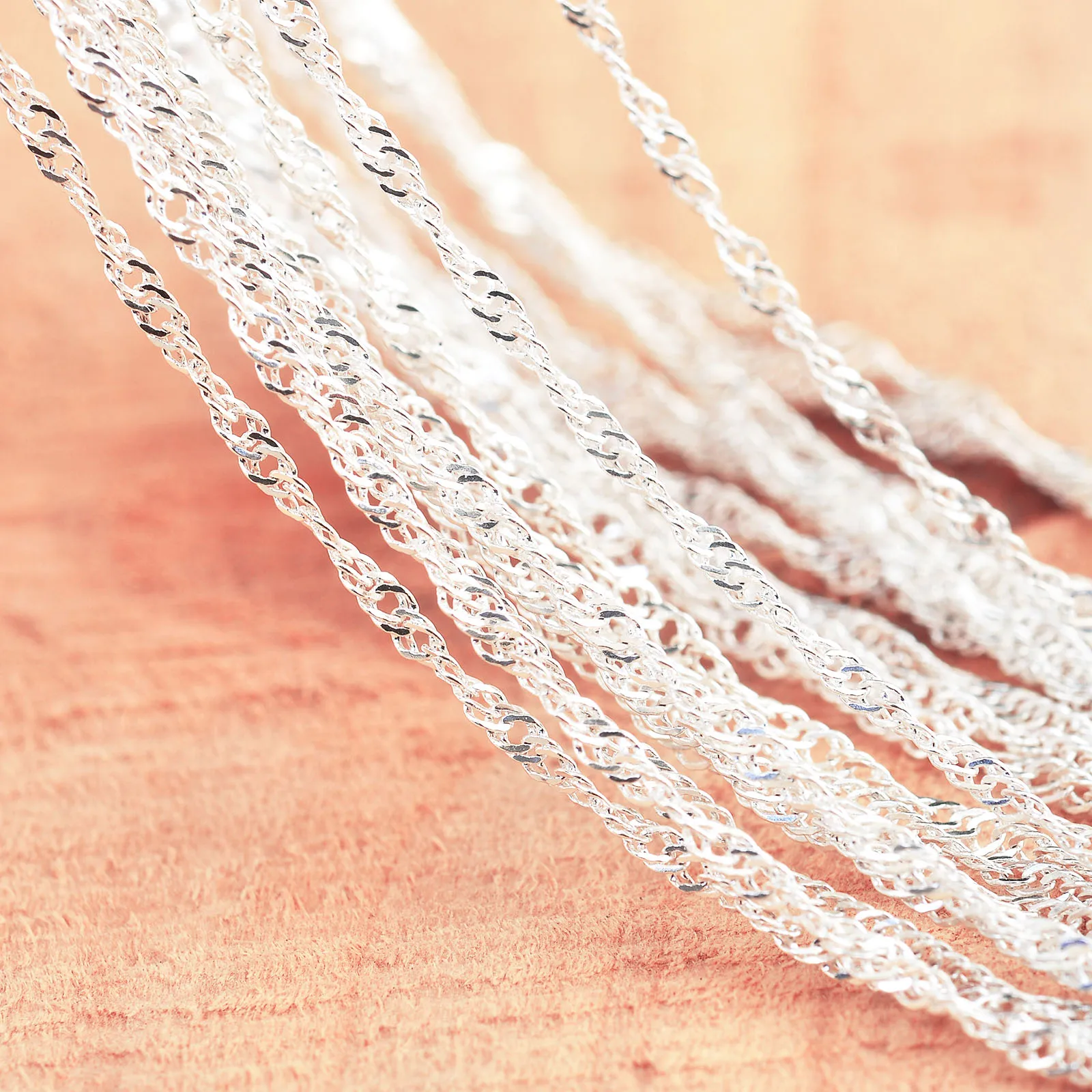 Высшее качество подлинное 925 Стерлинговое Серебро водная волна Сингапурское