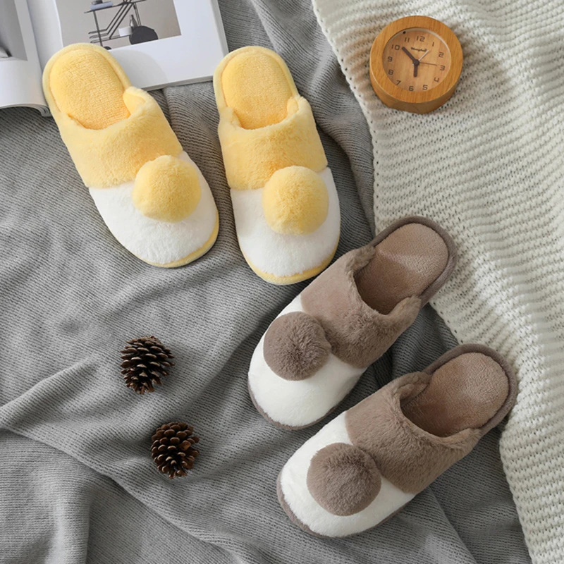 

Winter Women Home Plus Size Slippers Warm Furry Plush Shoes Autumn Indoor Bedroom Light Couple Patchwork Slipper Soft