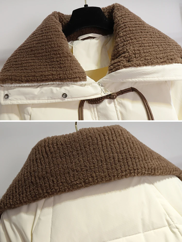 Пуховик с карманами женский свободный пуховик воротником-стойкой новинка зимы