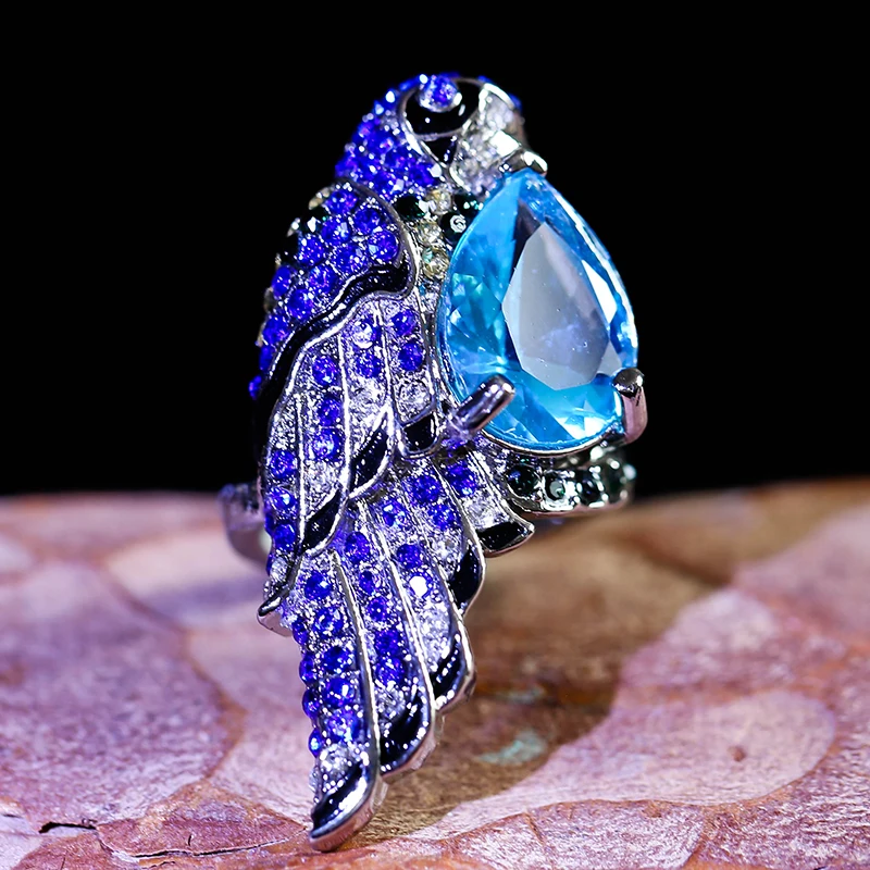 

Fashion Women Cute Parrot Ring Classic Ladies Stone Engagement Ring Jewelry for Female Friend Party Best Gift
