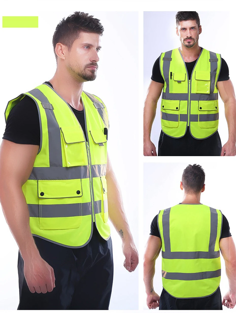 Светоотражающий жилет на молнии защитный с отражающими полосками рабочая одежда