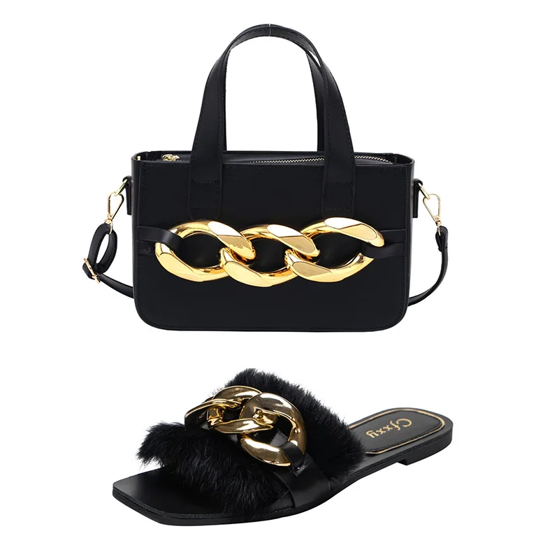 

Summer Luxury Ladies Sandals Fashion Home Slippers Fluffy Chain Flat Flip Flops Sexy Fashion Women's Shoes Zapatos Mujer Slides