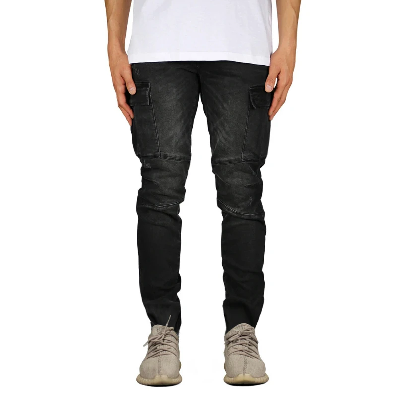 High Quality New Men's Multi Pocket Stretch Cargo Skinny Jeans