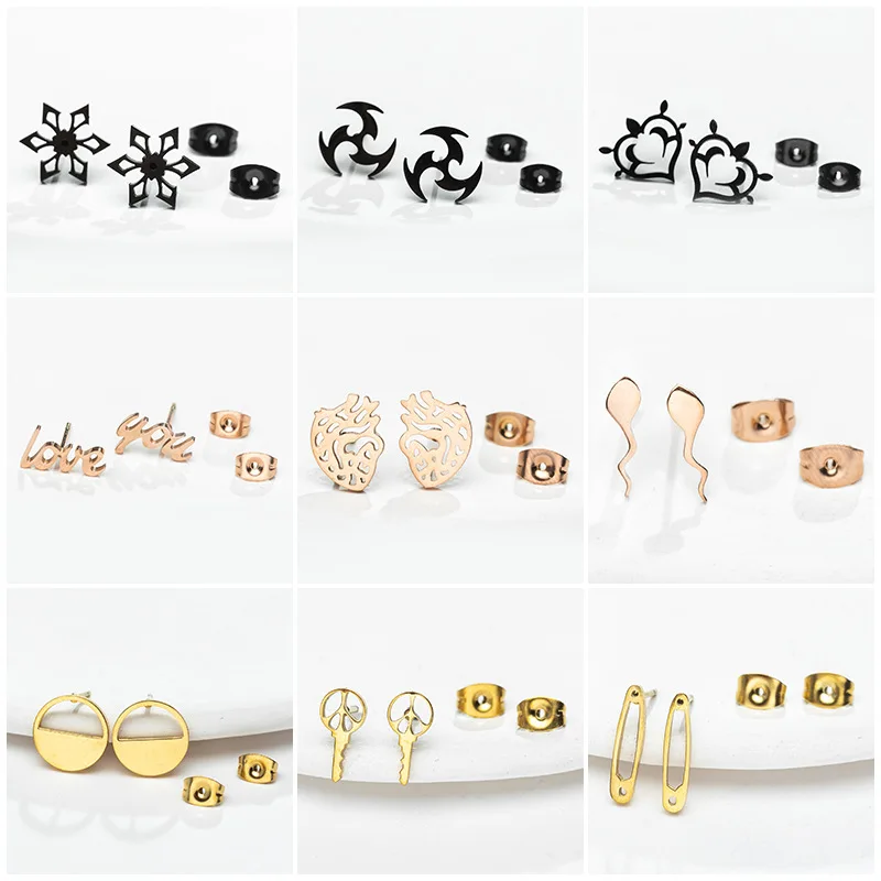 

WANGAIYAO new fashion simple animal stud ins personality temperament girl cute hollow out stud birthday anniversary ear accessor