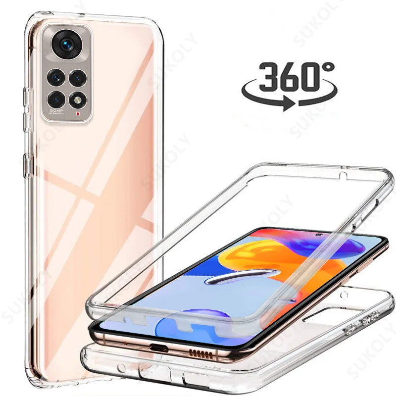 Для Xiaomi Redmi Note 11 10 9 s 8 Pro Poco F3 X3 M4 Mi 11T 10T Lite 5G NE кристально чистый чехол 360 Полный