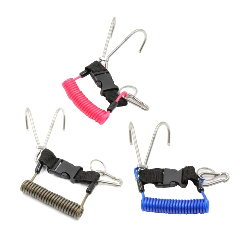 

Reef Drift Hook Spring Anti-Lost Rope Double End Diving Hook with Spiral Coil Lanyard Scuba Current Reef Hook