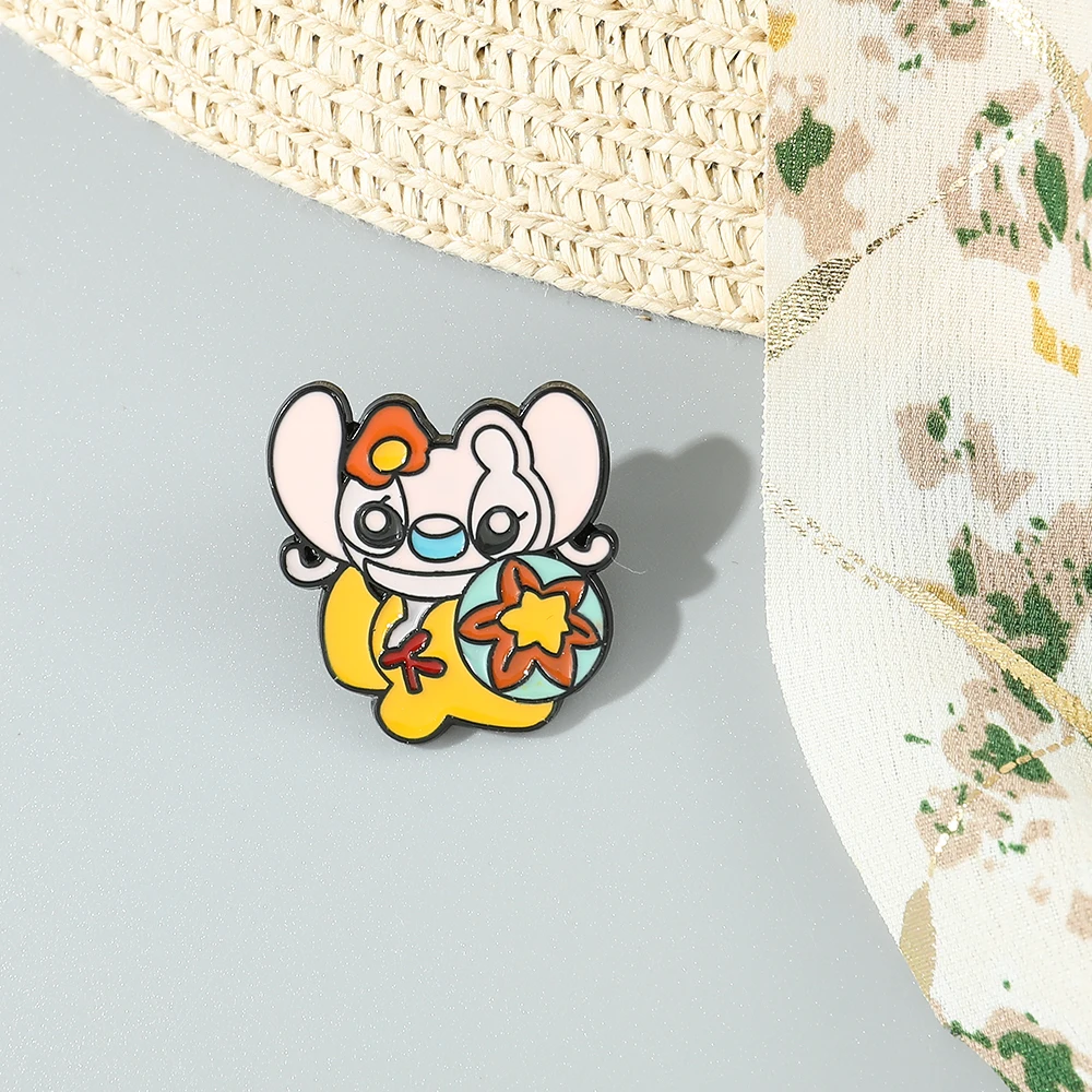 Мультяшная эмалированная брошь в виде Лило и ститча милая булавка для лацкана с