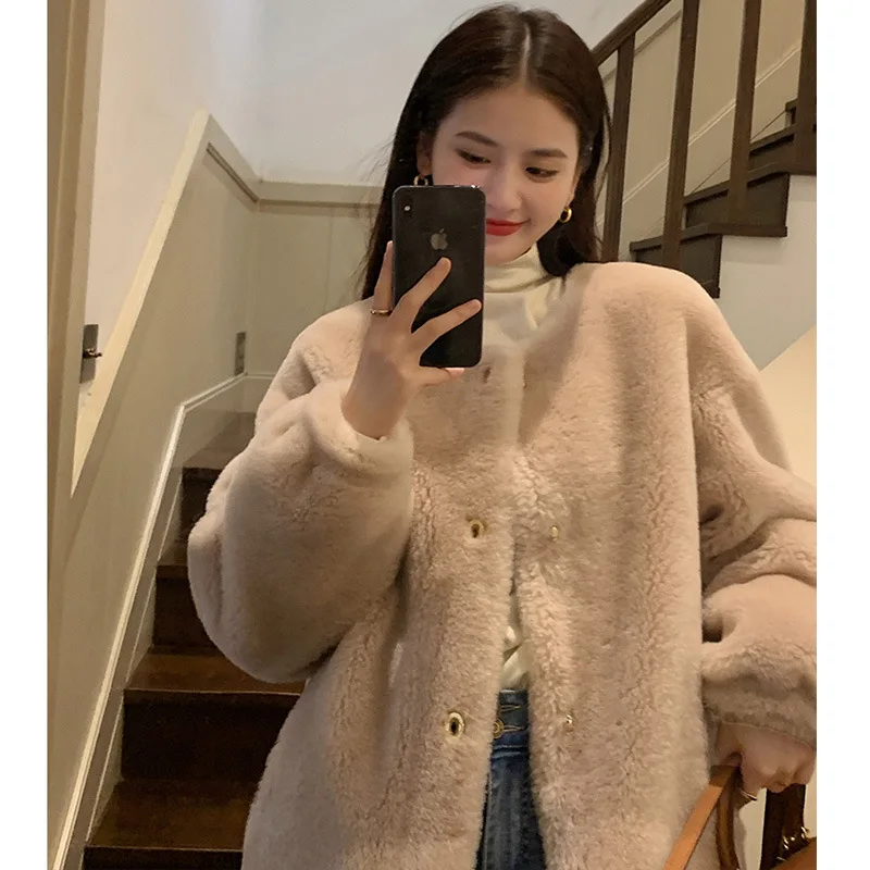 2022 New Sheep Shearing Coat Lamb Wool Full Wool Coat Women's Winter Long Warm Fur
