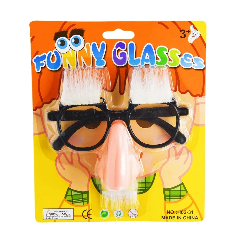 

Cos for PLAY Glasses Eyewear with Big Nose White Beard Drama Props for Boys Girl