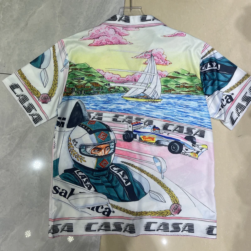 Thin Fabric CASABLANCA TENNS CLUB Short Shirt Shorts Set Summer Men Women High Quality Casual Hawaii Beach Suit