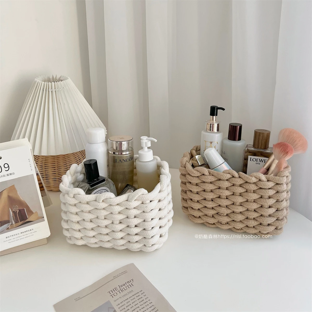 

Basket Up Cotton Rope Home Organizer Rectangle Sundries Cotton Woven Storage Rope Make Decor Small Storage Nordic Desktop