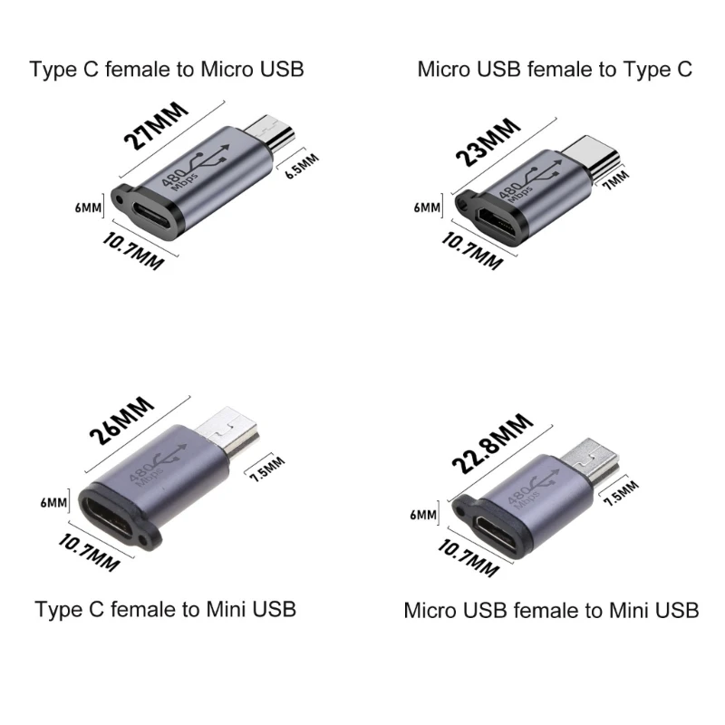 Переходник с Type C Мама на Micro USB/Type мама
