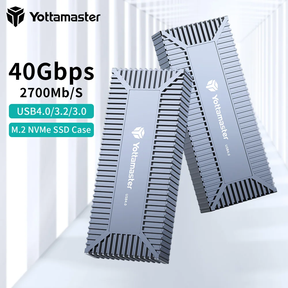 

Yottamaster USB4.0 Thunderbolt 4 M.2 NVMe Enclosure 40Gbps for Thunderbolt 3/4/USB3.2 Up to 2700MB/s- 2280 NVMe SSD Case