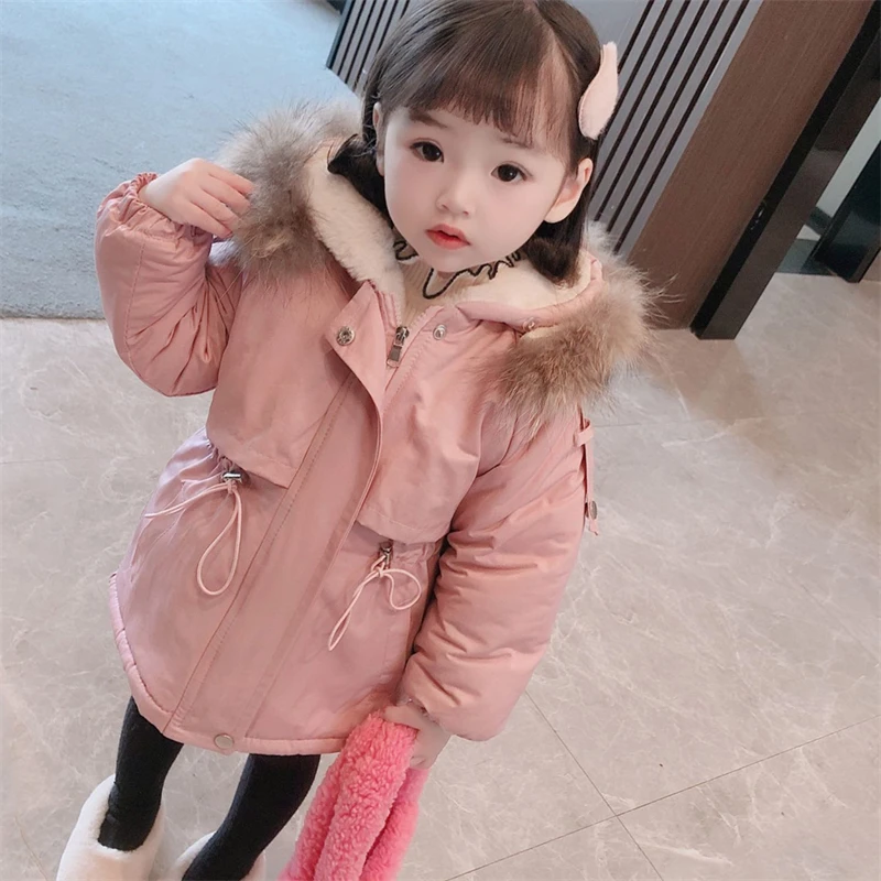 

Girls Baby's Kids Coat Jacket Outwear Hooded Plus Velvet Thicken Warm Winter Autumn Top Cotton Teenager Fleece Children's Kids