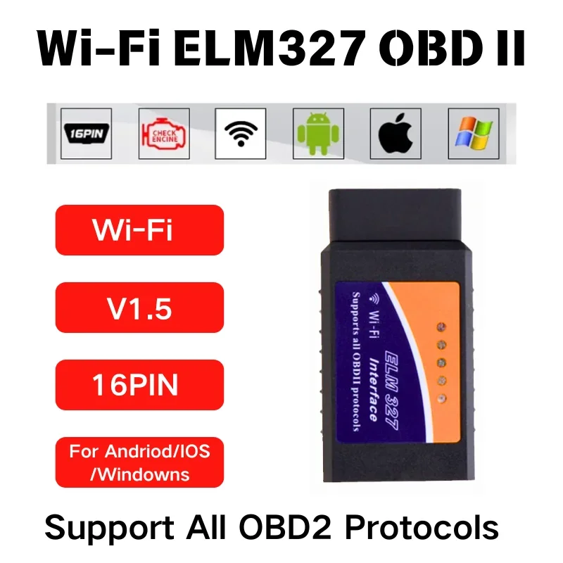 

Диагностический Сканер WiFi ELM327 OBD2 V1.5 Для Android/iOS/Windows, 16-контактный Интерфейс OBD2 Для Диагностики Двигателя