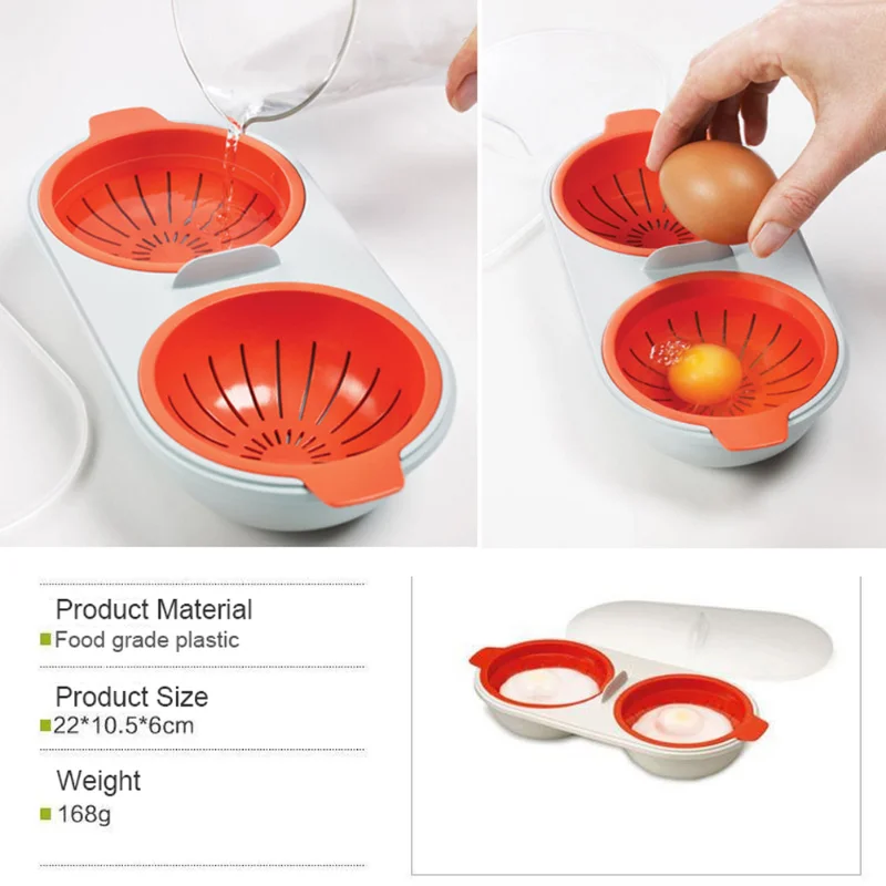 

Microwave Egg Poacher Food Grade Cookware Double Cup Egg Boiler Kitchen Steamed Egg Set Microwave Ovens Cooking Tools