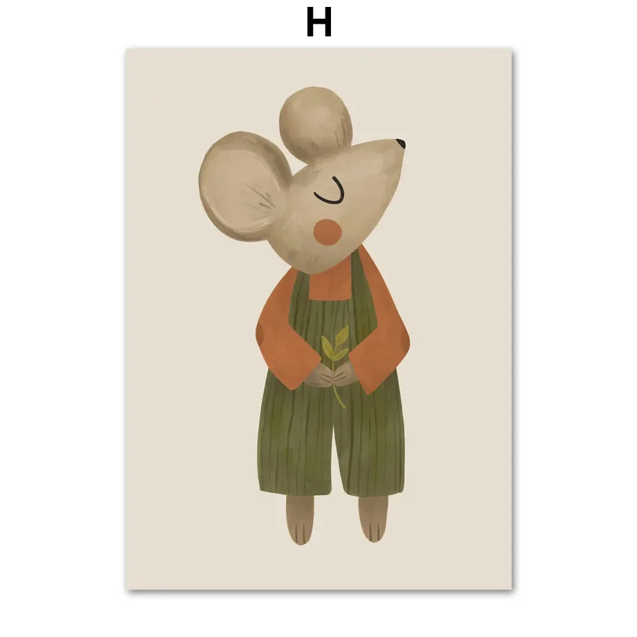 

Детский милый кролик, птица, гусей, леопард, собака, детская настенная живопись на холсте, постеры на скандинавскую тему и принты, фотографии для декора детской комнаты