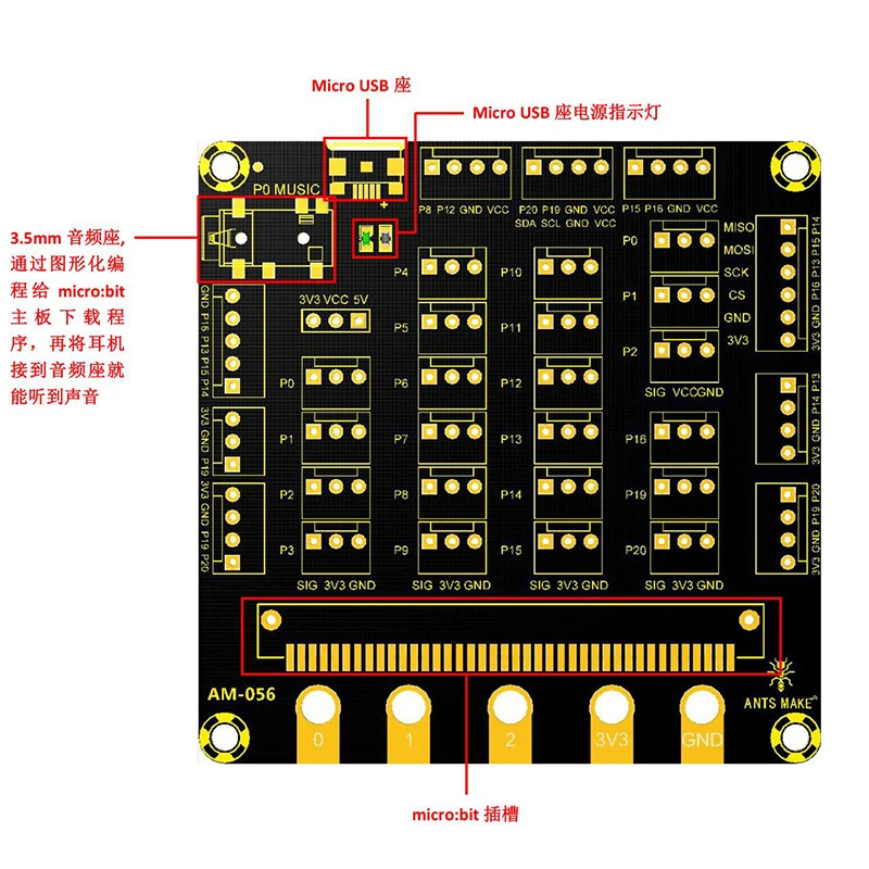 BBC Micro:Bit V2 горизонтальная плата адаптера обучение демонстрация программирования