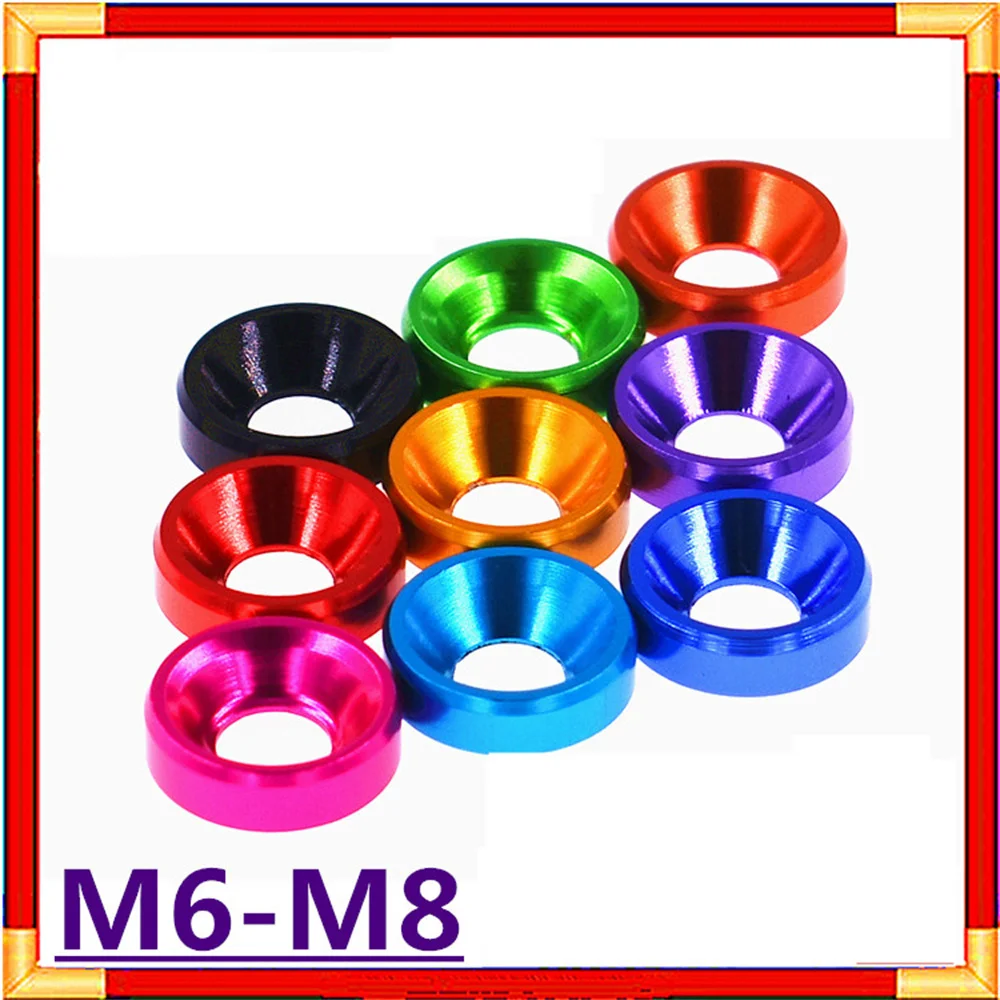 

M6 M8 Aluminum Alloy Countersunk Head Washer Head Bolt Washers Gasket Anodized Flat Head Washer Colorful