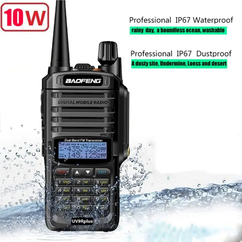 

Обновленная рация Baofeng UV-9R plus высокой мощности, водонепроницаемая рация 10 Вт для двухсторонней радиосвязи, дальность действия 10 км, 4800 мАч uv ...