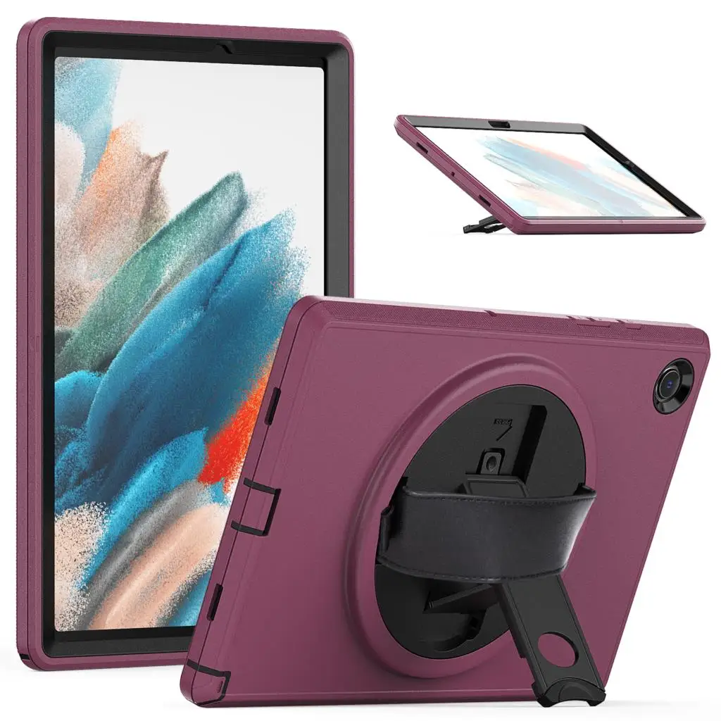 

Чехол для Samsung Galaxy Tab A8 10,5 дюйма, 2021 X, с подставкой, 3-слойный полноразмерный защитный ударопрочный чехол с ремешком на руку