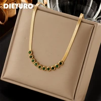 dieyuro 316l stainless steel gold color zircon necklace for women vintage female collar chain fashion girls body jewelry gift