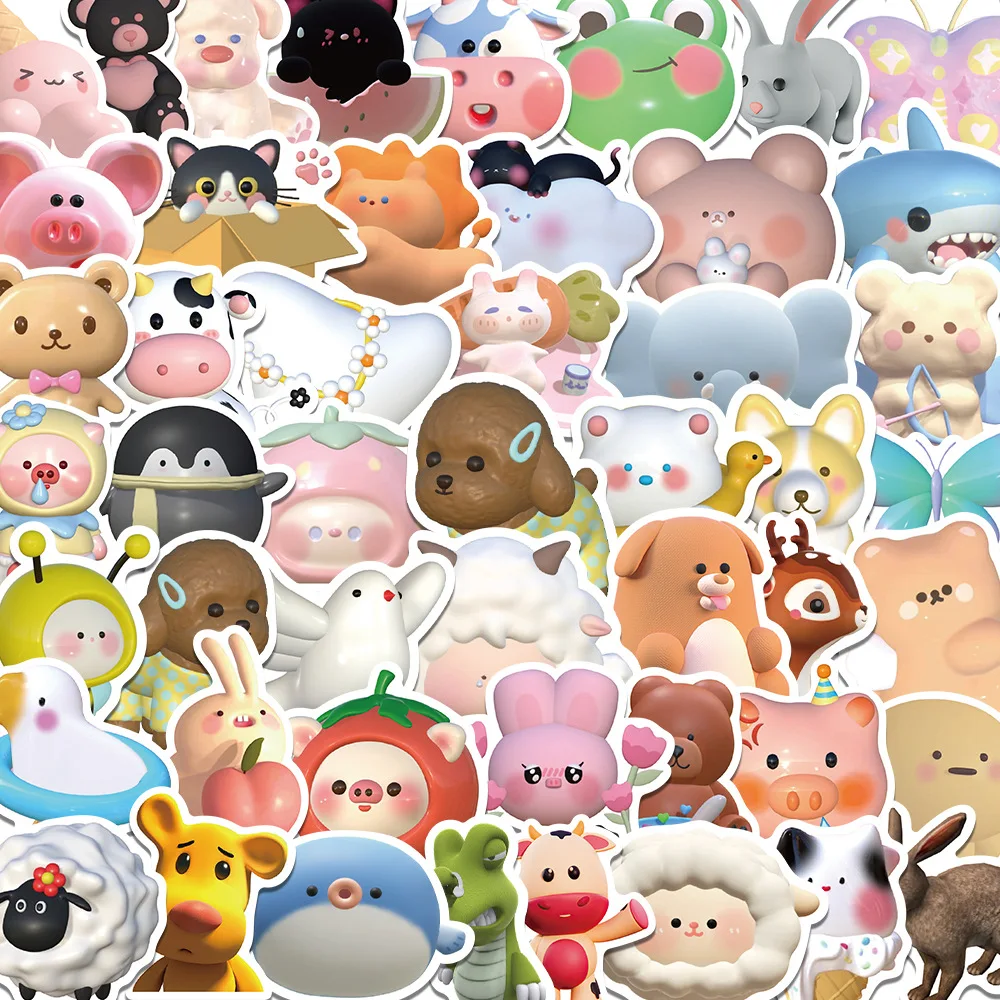 

10/30/50 шт. новые модные Мультяшные 3D портреты животных граффити водяная чашка DIY водонепроницаемые ПВХ детские игрушки вознаграждение наклейки оптовая продажа