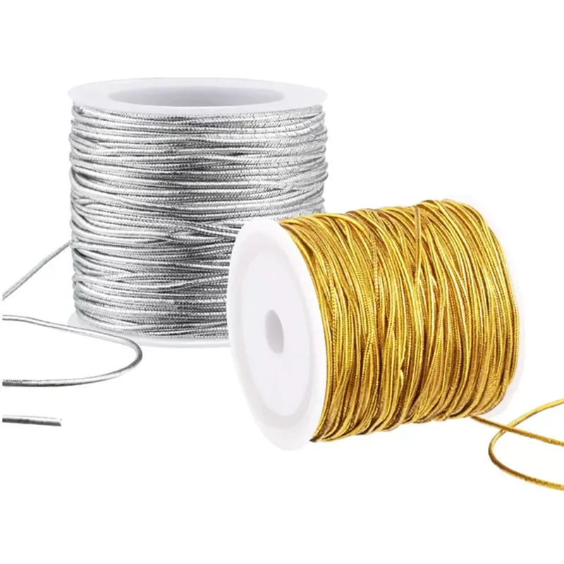 

1.5MM Gold Silver Round Elastic Ribbon Sewing Elastic Band Rubber For Waist Band Stretch Rope DIY Christmas Decoration