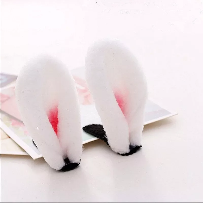 

Pair Fluffy Rabbit Bunny Ear Hair Clips Easter Cosplay Party Headwear Hairpins Hair Accessories for Women Halloween Decoration