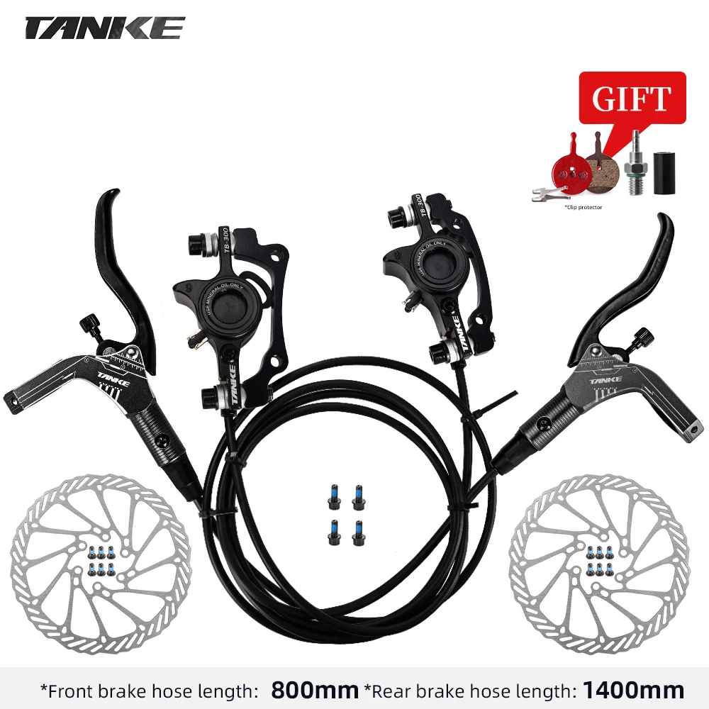 

TANKE MTB Bike Hydraulic Disc Brake Set 160mm Rotors Oil Pressure Calliper Plate Front Rear Mountain Bicycle Clamp 22.2mm Handle