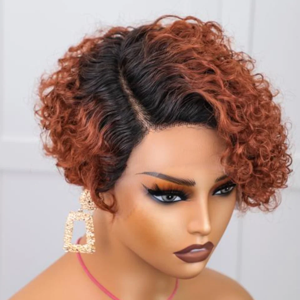 Короткий парик Боб вырез Фея вьющиеся человеческие волосы парики 13x 1 кружевной