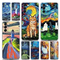 phone case for samsung s22 s9 s10 s10e s20 s21 plus lite ultra fe 4g 5g soft silicone case cover 3d emboss case for cat art