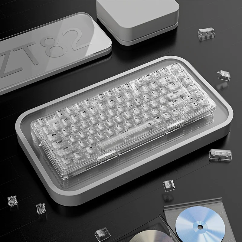 Прозрачная механическая клавиатура Zifriend Zt82 Bluetooth три режима режим горячей замены