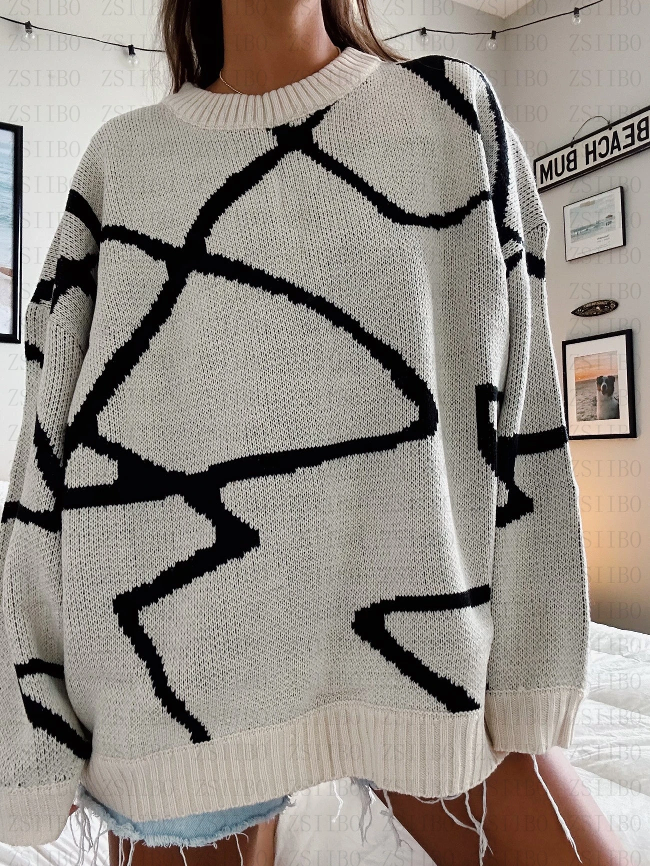 

Winter Commuter y2k Vintage Stripe Sweater sweatshirt women's clothes oversize hip hop punk high street back school fit tops