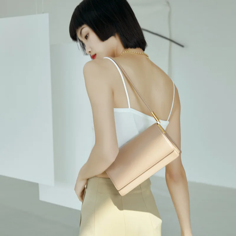

2022 Summer New Leather Women's Bag Temperament Armpit Bag Vintage One Shoulder Handbag Fashion Simple Brown Bag